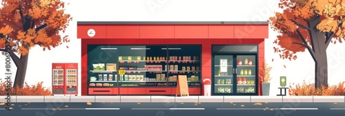 illustrated grocery store at the street photo