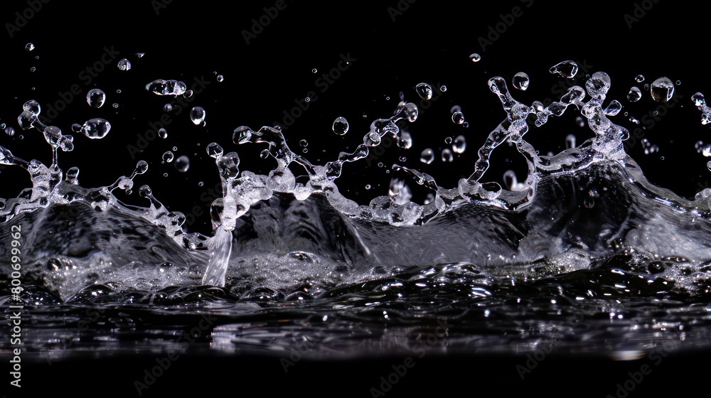 gushing water from one spring on a black background gushing water from one spring on a black background