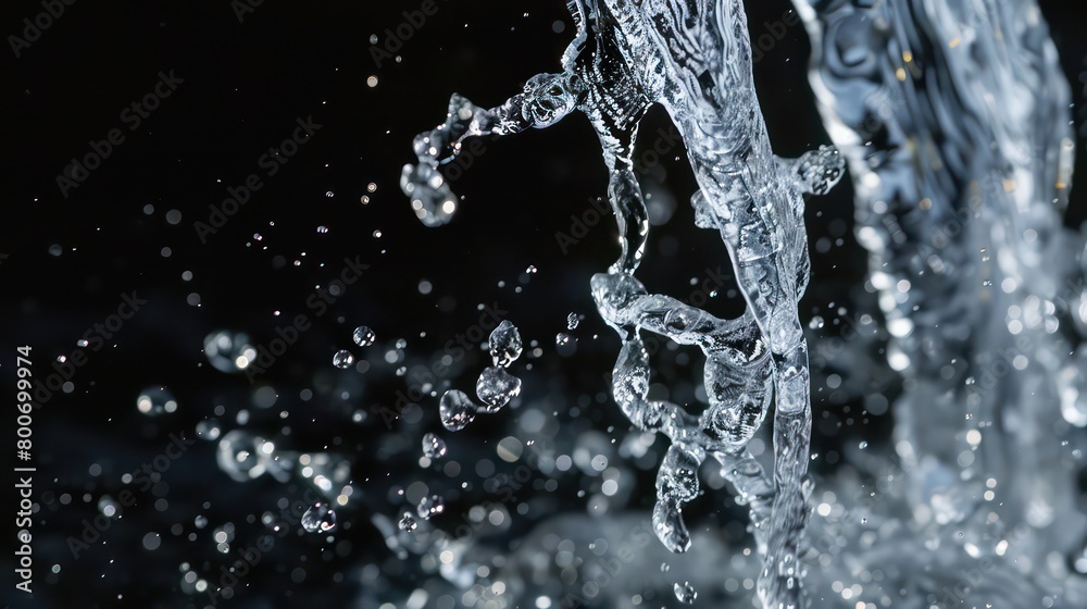 gushing water from one spring on a black background gushing water from one spring on a black background