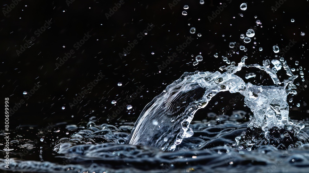 gushing water from one spring on a black background gushing water from one spring on a black background