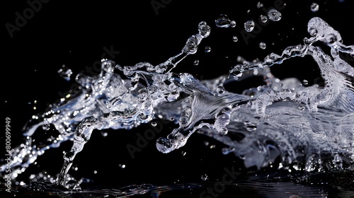 gushing water from one spring on a black background