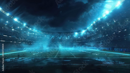 huge football stadium at night with all lights on