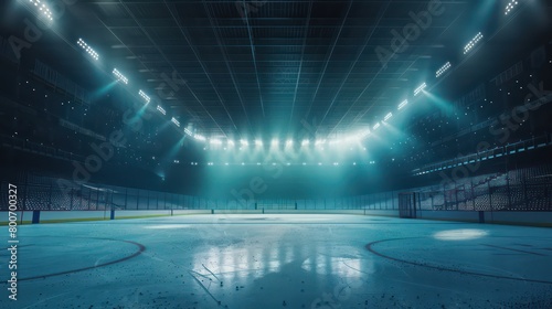 ice hockey stadium, high angle, spotlights