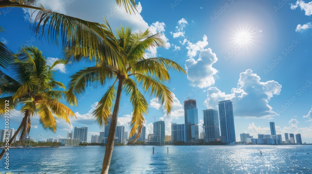 Naklejka premium tropical city skyline