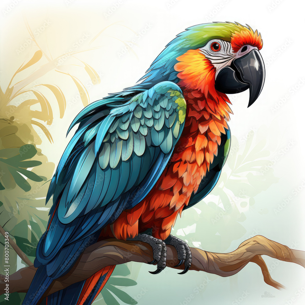 Obraz premium Watercolor Parrot vector, clipart Illustration, Generative Ai