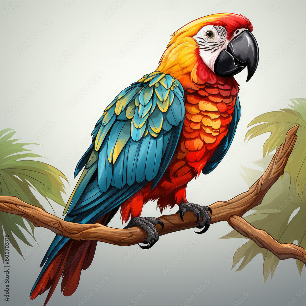Fototapeta premium Watercolor Parrot vector, clipart Illustration, Generative Ai