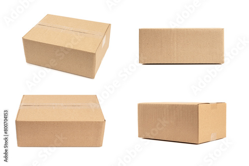 Set of cardboard box isolated on white background