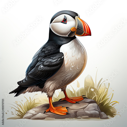 Watercolor Puffin vector, clipart Illustration, Generative Ai