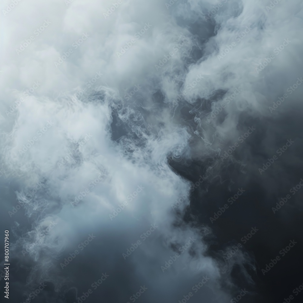 Cloudy sky and mist-covered trees. Ethereal and serene atmospheric scene Cloudy sky and mist-covered trees. Ethereal and serene atmospheric scene