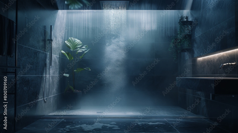 Fototapeta premium Misty Shower Room With Evening Ambiance