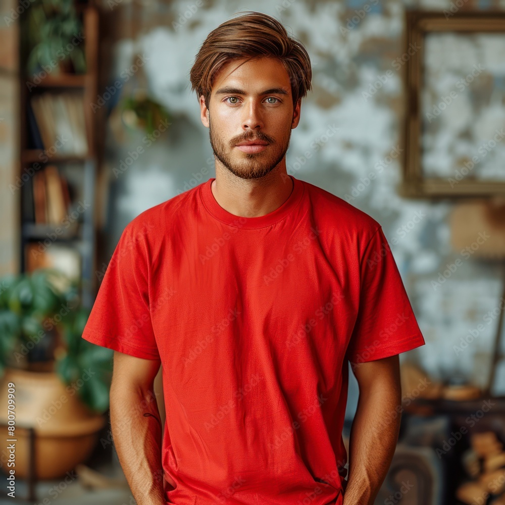 Photo of a man wearing a tshirt with space for the design Photo of a man wearing a tshirt with space for the design
