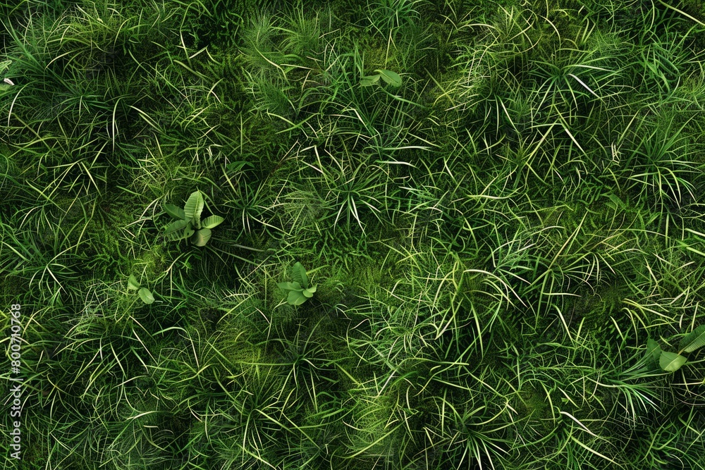 A lush green field with grass and weeds A lush green field with grass and weeds