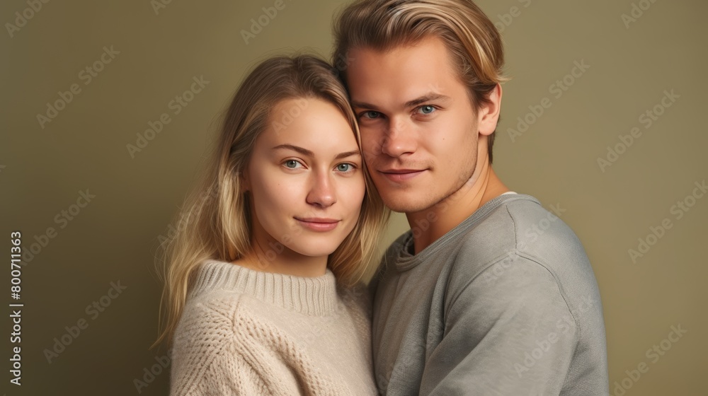 Soft Embrace of a Serene Couple. Generative AI. Soft Embrace of a Serene Couple. Generative AI.