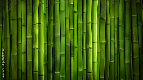 Close-up of green bamboo stalks creating a natural pattern.