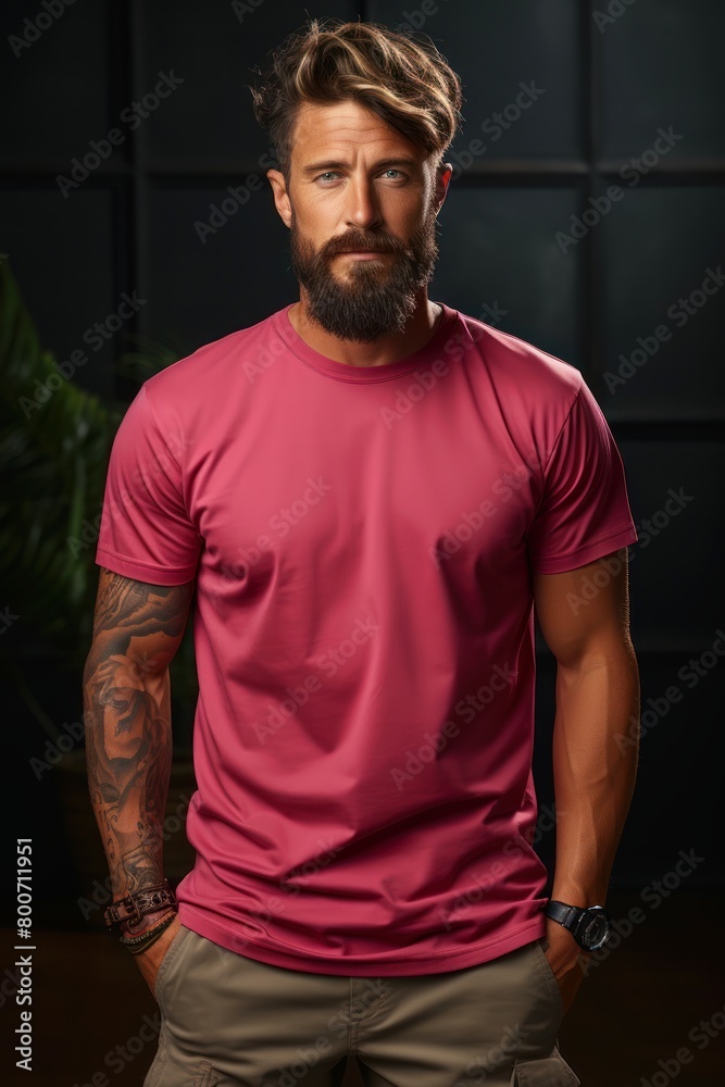 Photo of a man wearing a tshirt with space for the design Photo of a man wearing a tshirt with space for the design