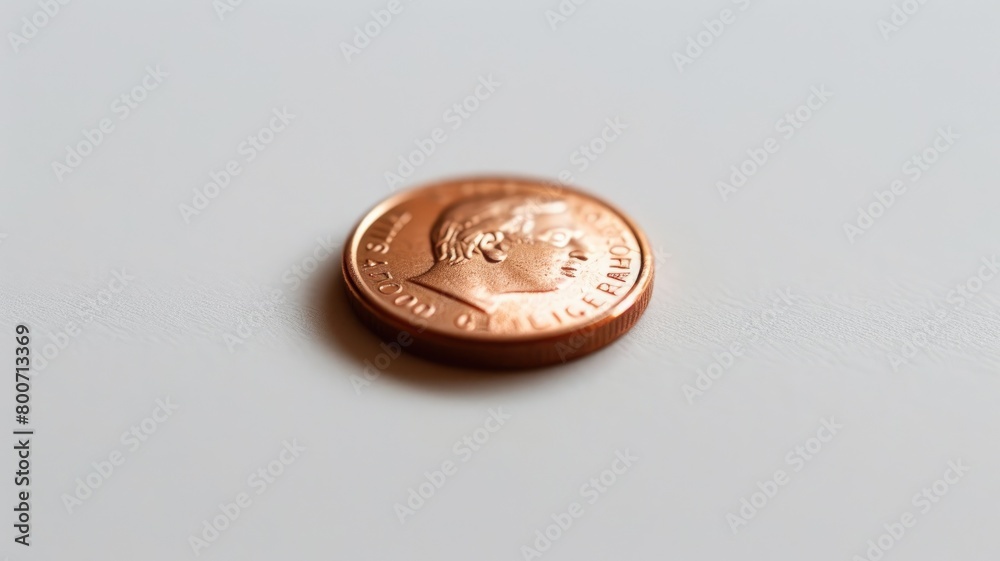 Single shiny penny centered on plain background, with focus coin's details Single shiny penny centered on plain background, with focus coin's details