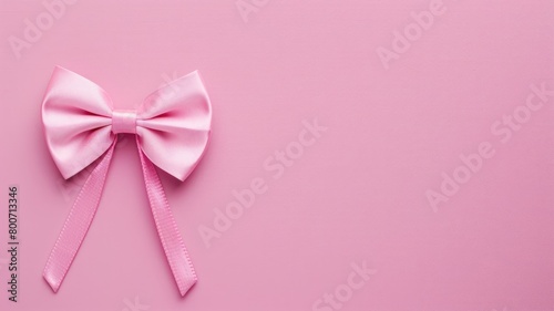 Pink bow on background, minimalist style photo