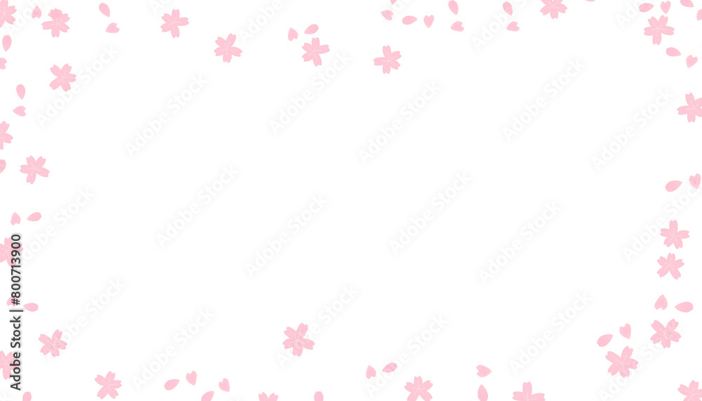 isolated illustration of a blooming cherry blossom frame with a transparency PNG background, card design, banner, Sakura concept, springtime frame, border, 