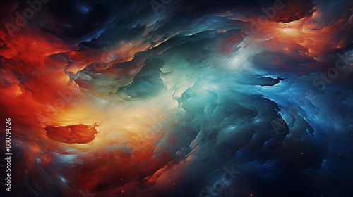 An abstract background filled with swirling galaxies of vibrant colors, resembling a cosmic dance of light and energy. The celestial patterns evoke a sense of wonder and awe, as if witnessing the birt photo
