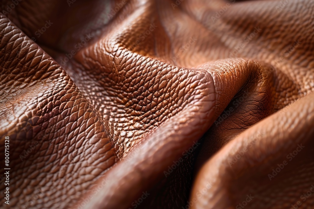 Macro shot of brown leather surface, highlighting intricate details. High-quality craftsmanship. Macro shot of brown leather surface, highlighting intricate details. High-quality craftsmanship.