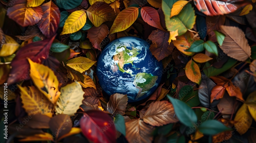 The Earth Surrounded by the Changing Colors of Autumn Leaves ...