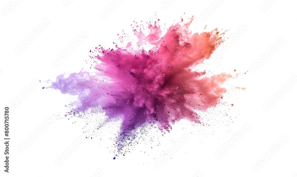 Explosion splash of colorful powder isolated on white background. abstract splatter of colored dust powder.	