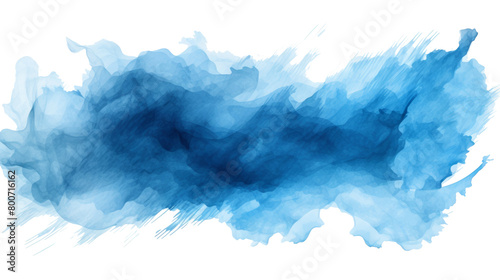 abstract blue paint brush strokes in watercolor isolated on white background 