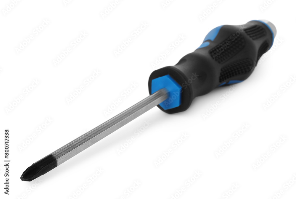 One screwdriver with color handle isolated on white One screwdriver with color handle isolated on white