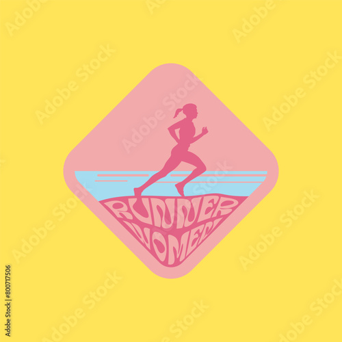 Run marathon logo vector graphic of illustration