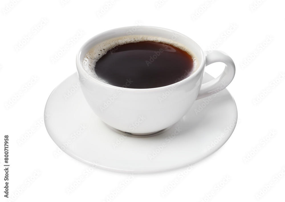 Cup of aromatic coffee isolated on white