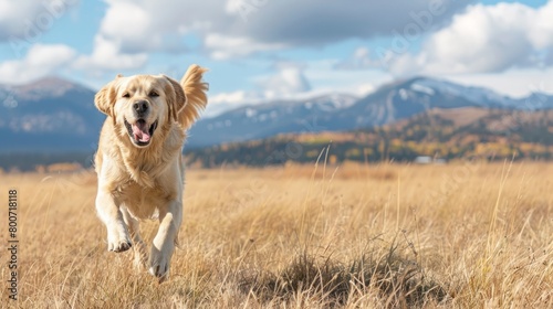 dog running between mountains generative ai
