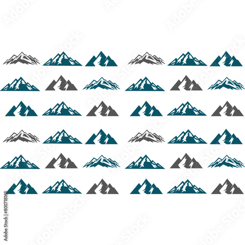 mountain silhouette , set of blue rocky mountain silhouette. bundle vector.