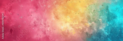 Colorful pink, yellow and turquoise gradient noisy grain background texture