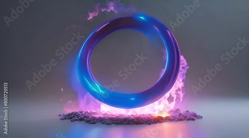 Abstract Concept Logo Placeholder Opening Video: Ring with Blue Fire photo
