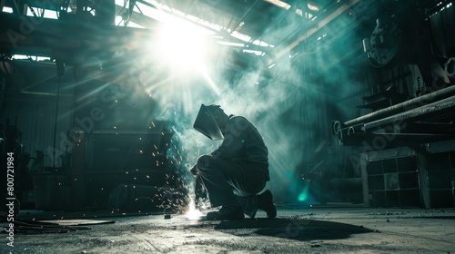 A moment in welding, captured in the intense interaction of light and shadow photo