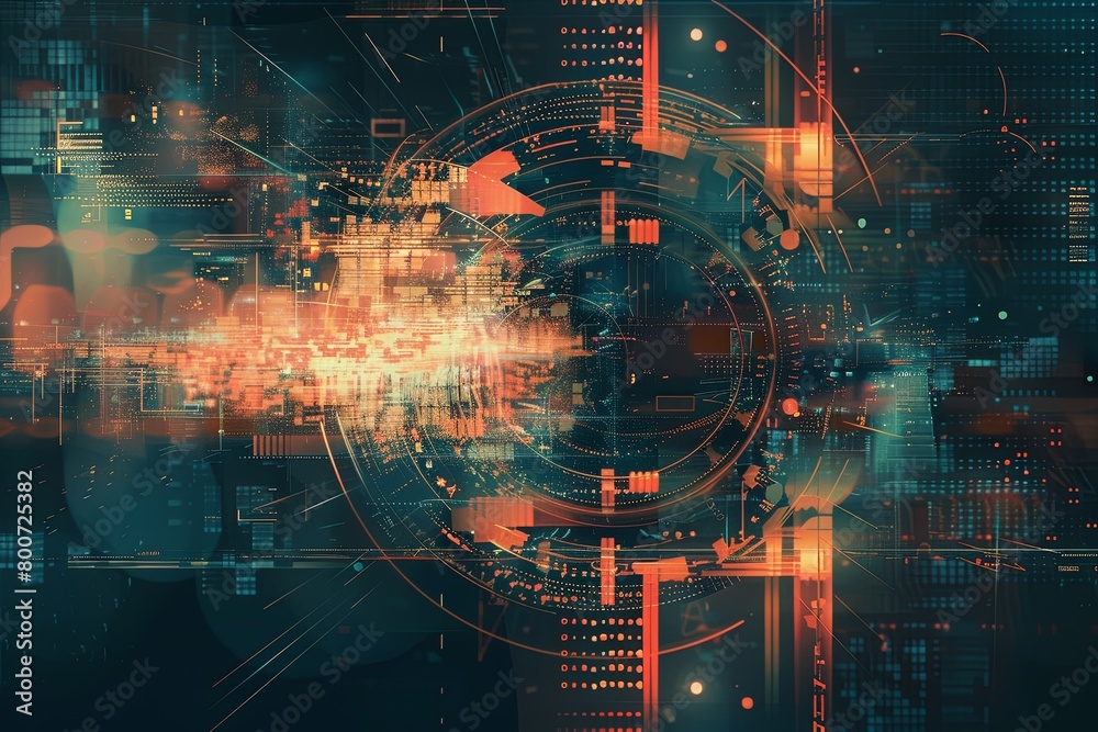 Obraz premium Digital Transformation, System Engineering and Programming Abstract Background AI Generated Illustration