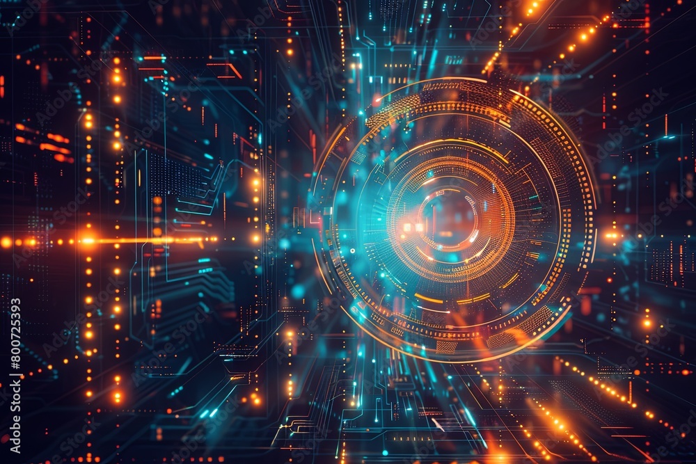 Obraz premium Digital Transformation, System Engineering and Programming Abstract Background AI Generated Illustration