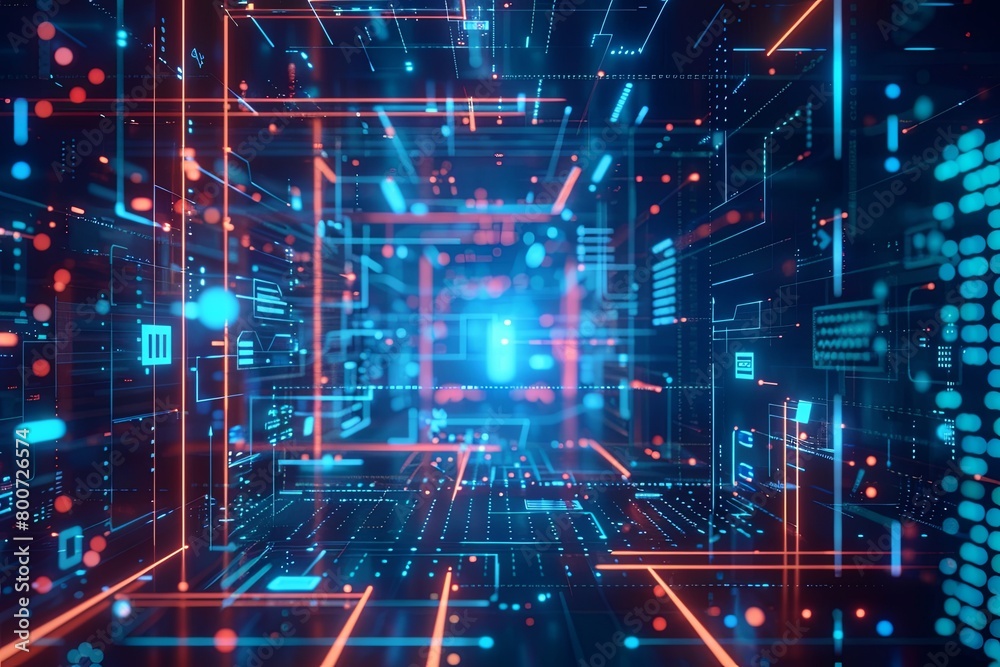 Fototapeta premium Digital Transformation, System Engineering and Programming Abstract Background AI Generated Illustration