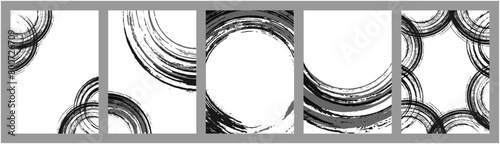 筆の丸・円毛筆（墨）ベクターフレーム和風背景