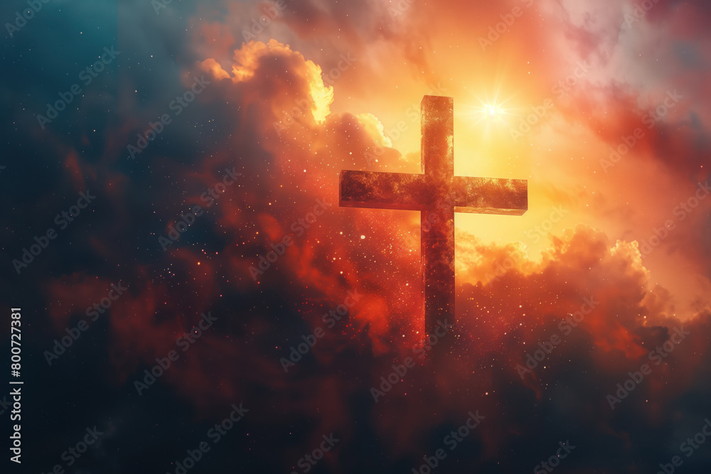 Fototapeta premium Christian Greeting Card Template Background, Generative AI