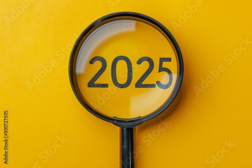 A magnifying glass with the number 2025 written on it.