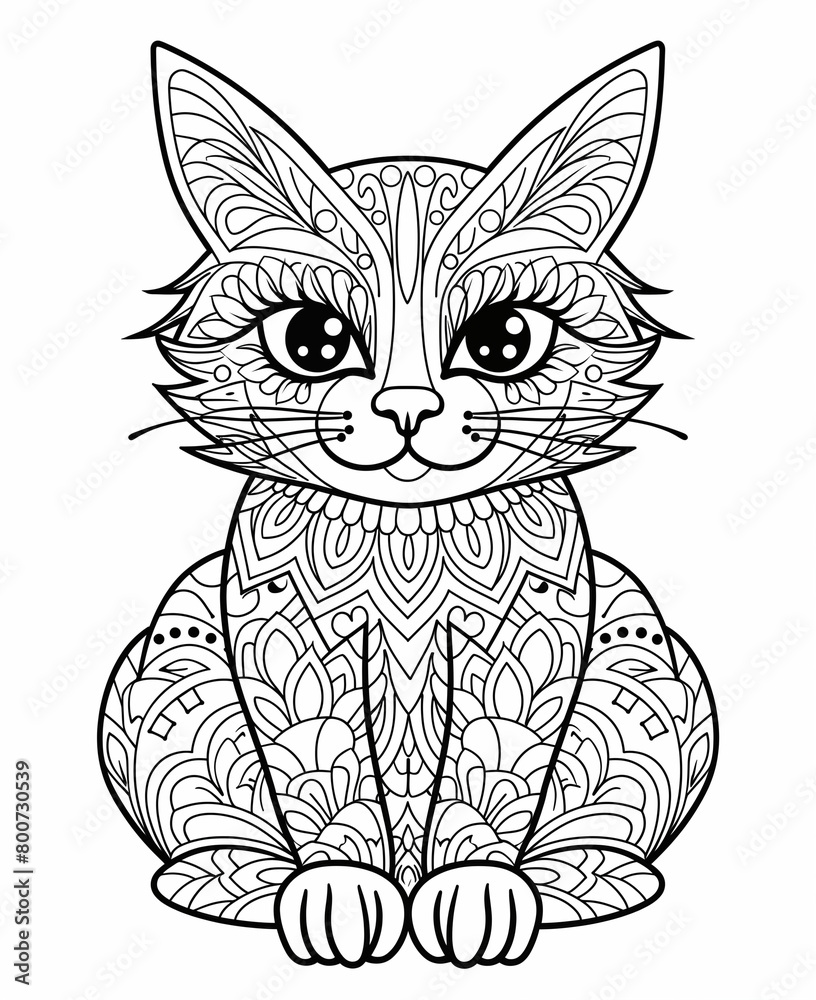 coloring page for kids, coloring book of Cat