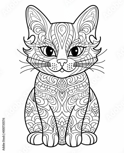 coloring page for kids, coloring book of Cat © Multika