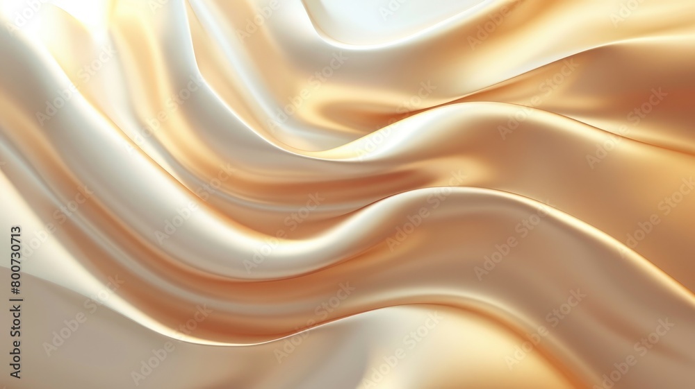 Fototapeta premium Smooth, flowing golden fabric-like texture with light and shadow play