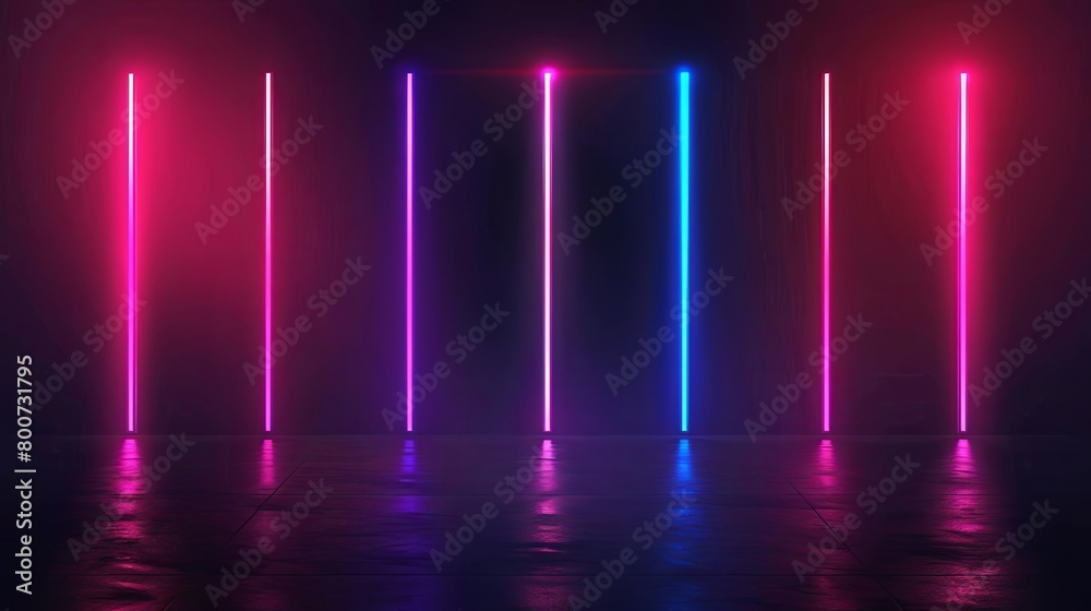 neon lights illuminate a dark room with a red wall and floor neon lights illuminate a dark room with a red wall and floor