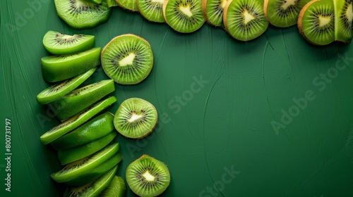 kiwi slices on green background generative ai