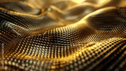 Close-up of textured golden fabric with wave pattern creating luxury feel