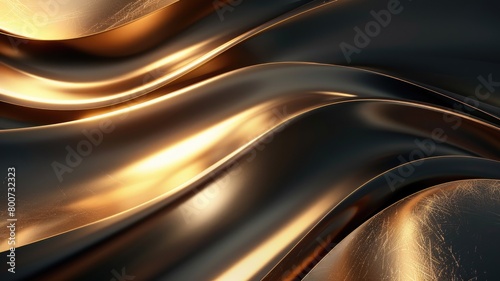 Shimmering golden waves with reflective surface and elegant curves photo