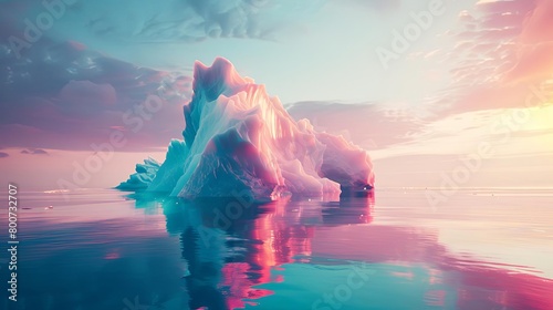 icebergs float peacefully on calm blue waters under a clear blue sky, their reflections visible bel photo