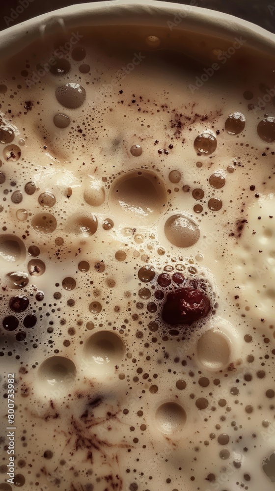 A macro photo of coffee texture with foam and bubbles. A macro photo of coffee texture with foam and bubbles.